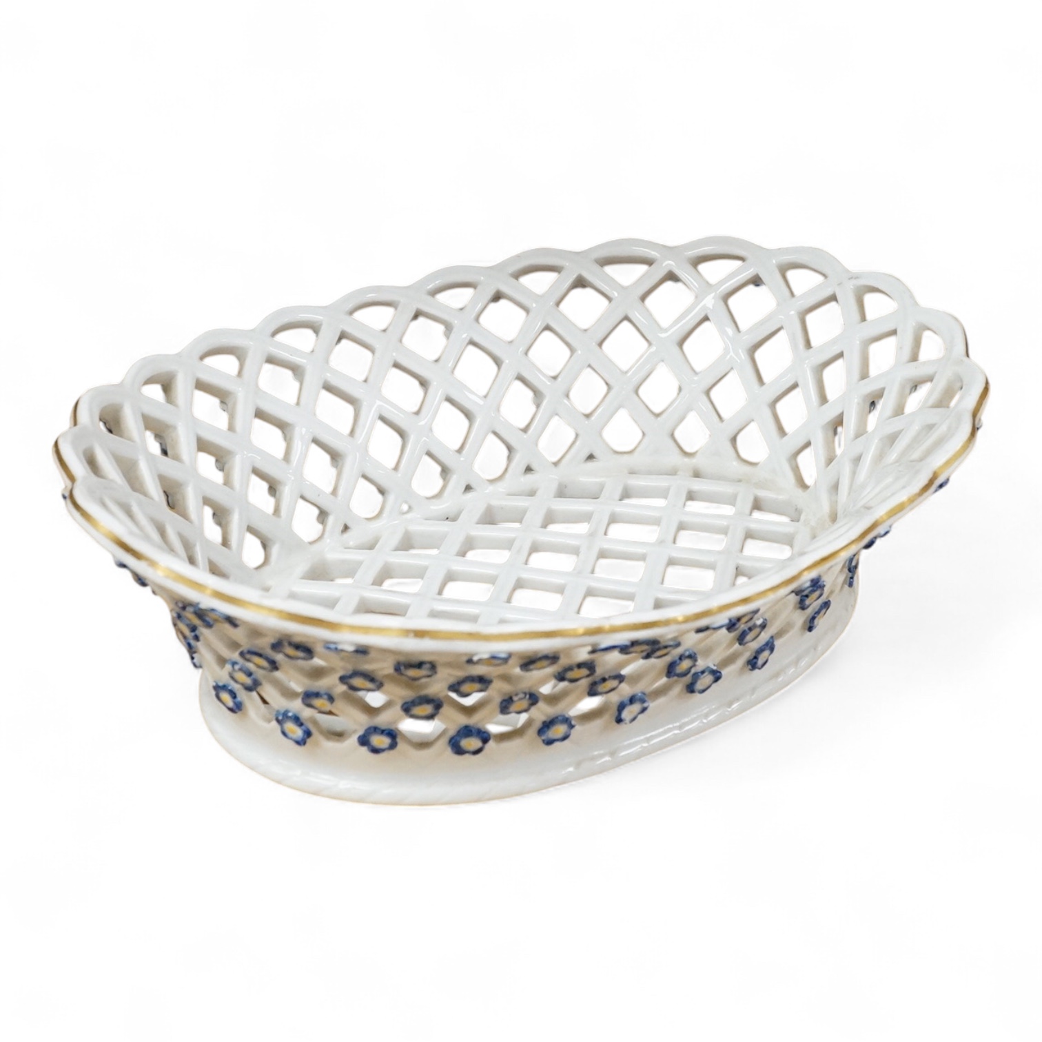 A 19th century Meissen floral basket , 23cm wide